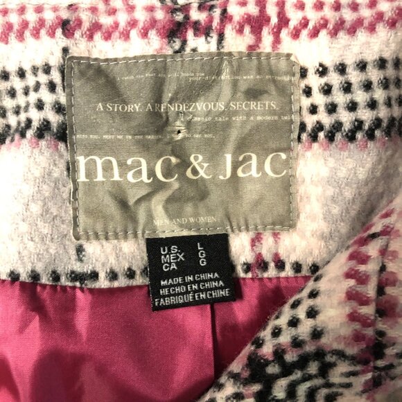 Mac and Jac Trench Coat Womens Size Large Pink Black Plaid Lined Midi Jacket - Picture 6 of 7